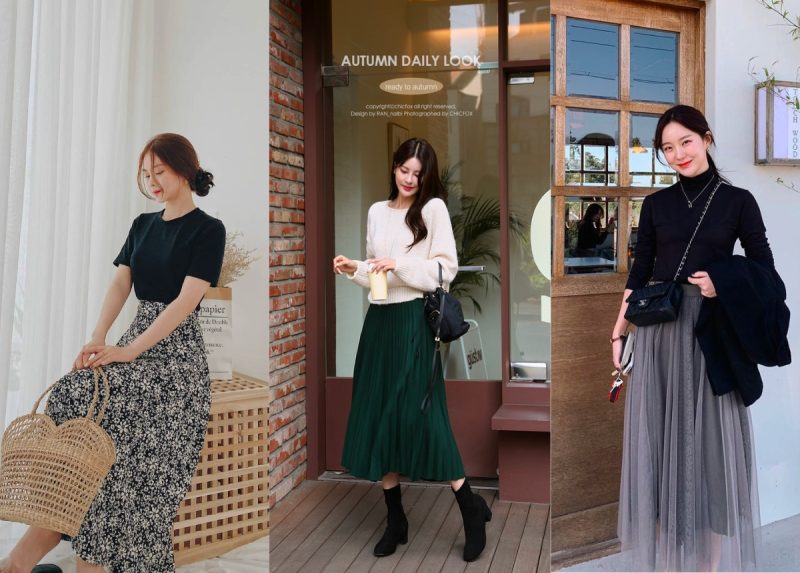 Cách mix đồ với váy suông dài đi tiệc