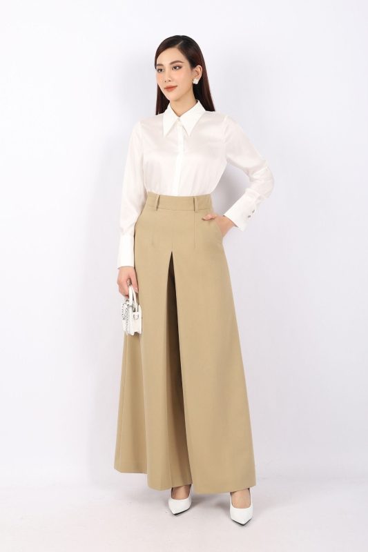 Phối đồ với quần giả váy dài và áo croptop