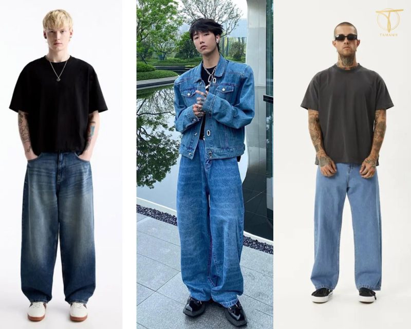 Outfit với quần jean nam phong cách layering