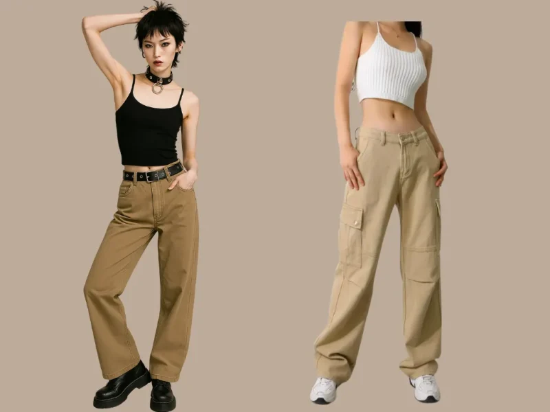 Quần kaki nữ mặc với áo gì cho dáng quả táo