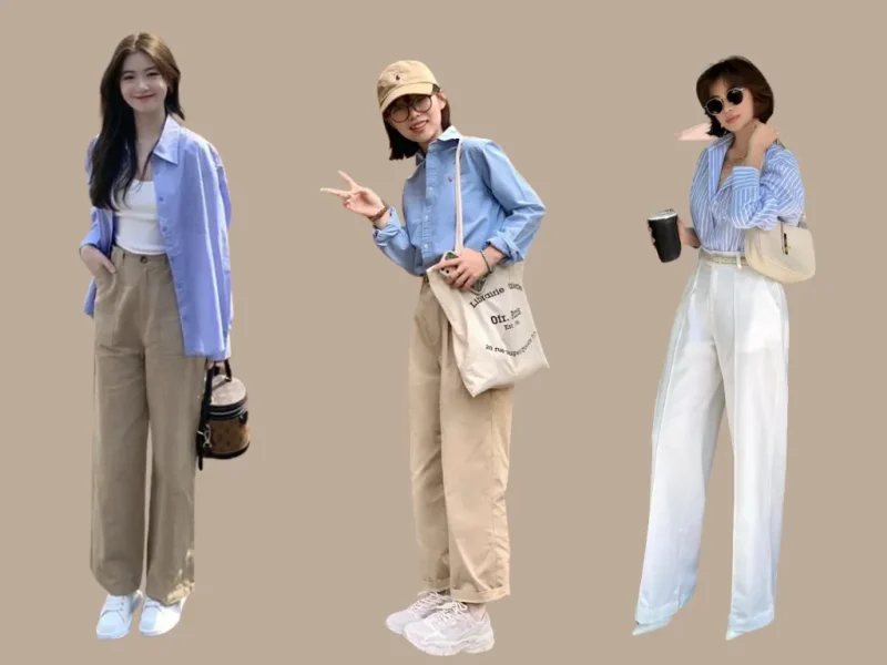 Phối đồ với quần kaki nữ cho dáng người quả lê