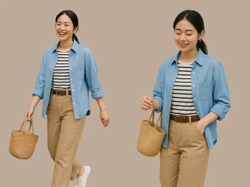 Phối đồ với quần kaki nữ ống rộng