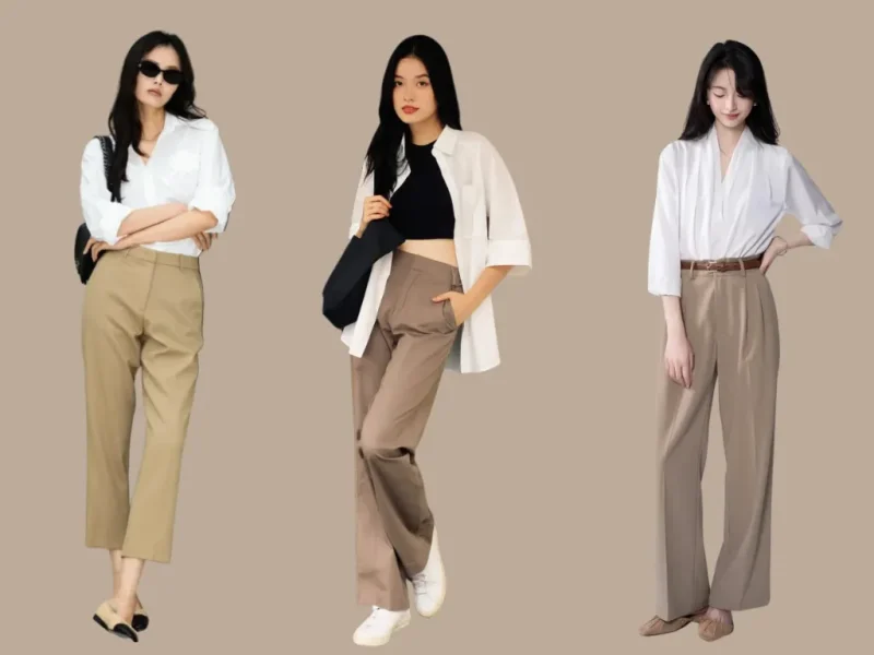 phối đồ với quần âu nữ và giày loafers