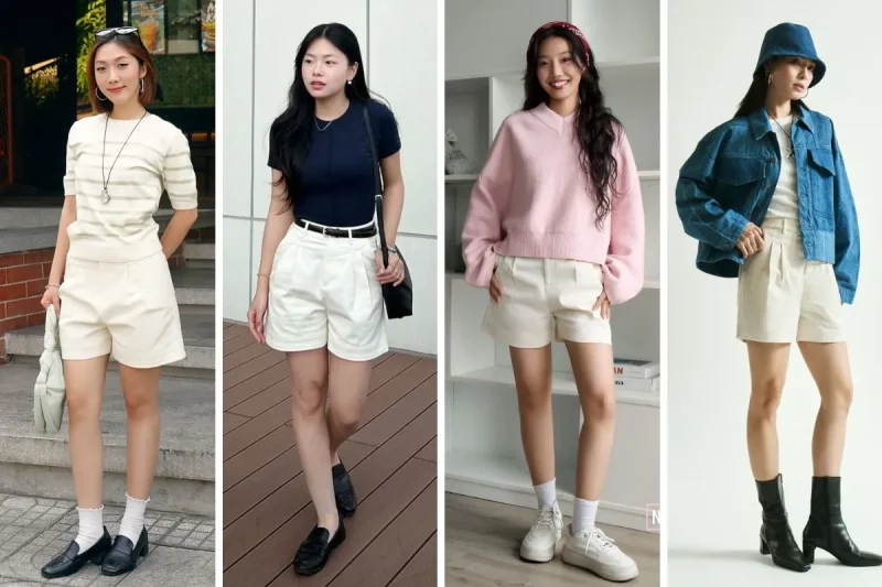 phối đồ quần short nữ với áo thun