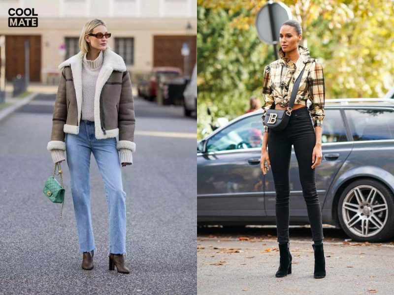 mix giày boots với quần jean skinny