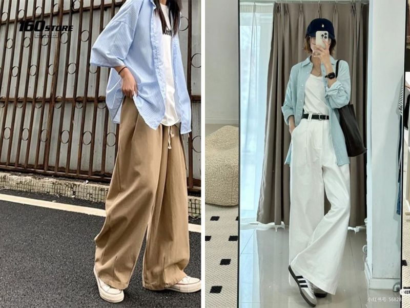 phối đồ với áo sơ mi form rộng nữ và quần jeans