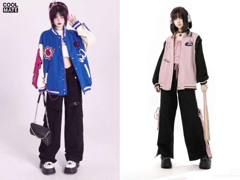 phối đồ với quần jogger nữ và áo khoác bomber