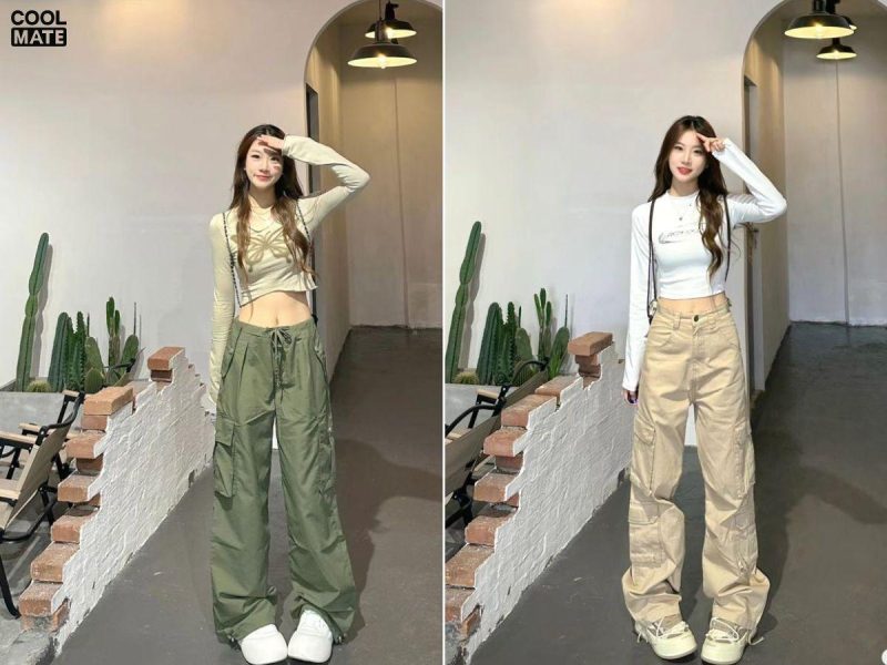 Phối đồ với quần túi hộp nữ và áo croptop