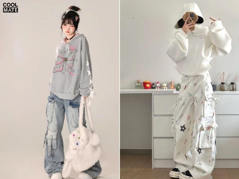 cách phối quần jogger nữ với áo hoodie