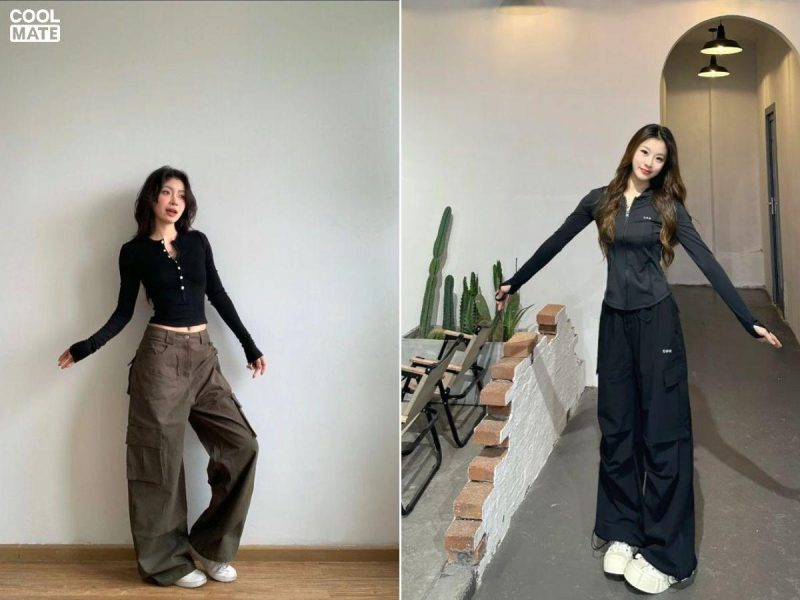 phối quần jogger nữ với áo croptop