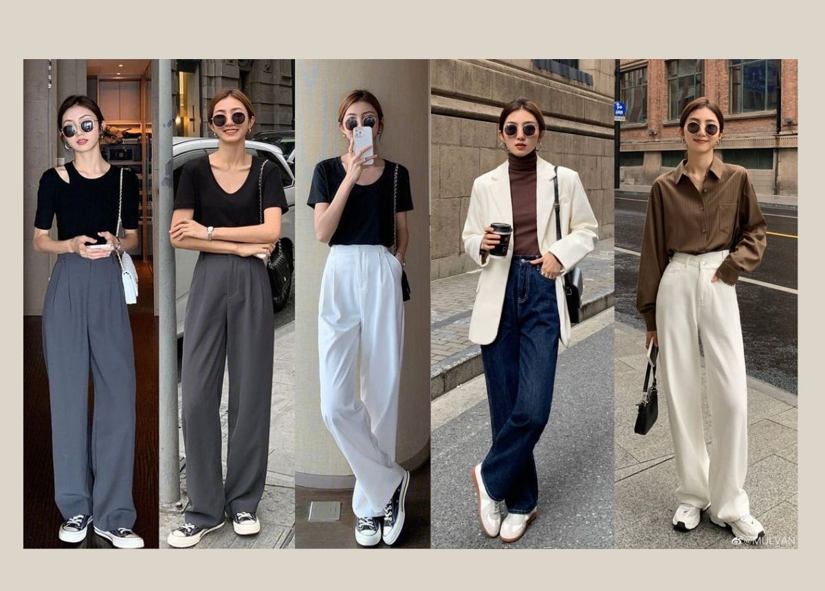Mix đồ đi đám cưới với quần ống rộng và áo trễ vai