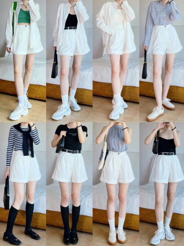 quần đũi trắng mặc với áo gì