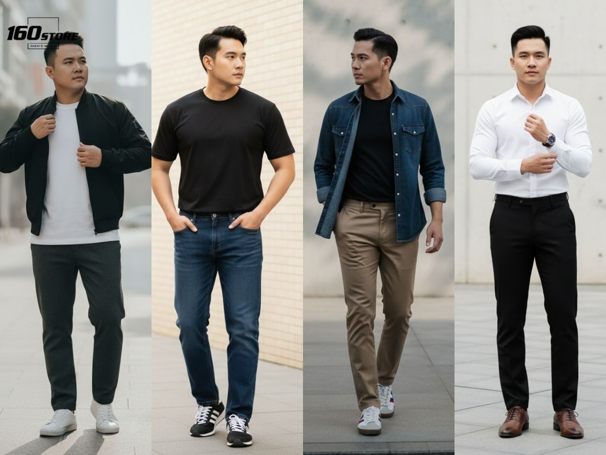 thời trang nam cao 1m7 mập với màu tối