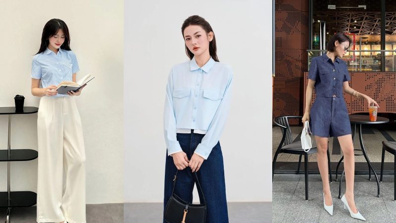 phối croptop với áo sơ mi oversize