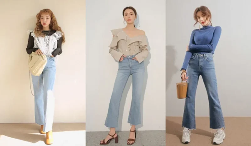 phối đồ với quần ống loe và áo blazer