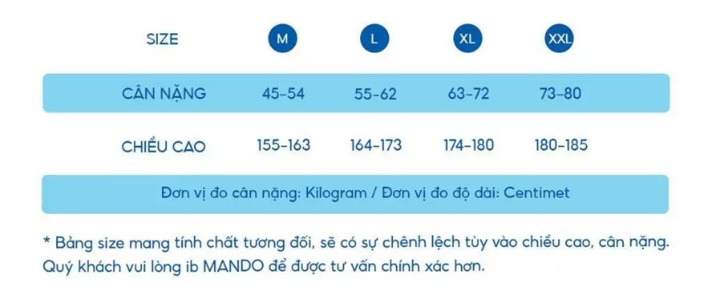 Chọn size áo thun cho người 55kg