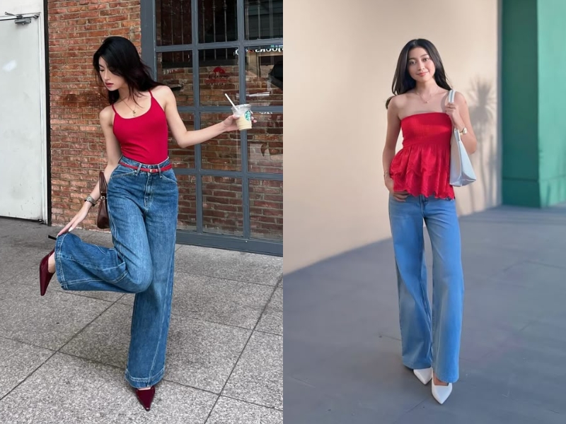 cách phối đồ màu đỏ cho da ngăm