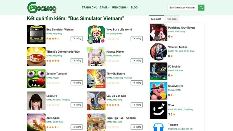 Bước 2: Tìm kiếm game