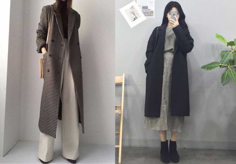 Cách phối áo dạ dáng dài màu be thanh lịch