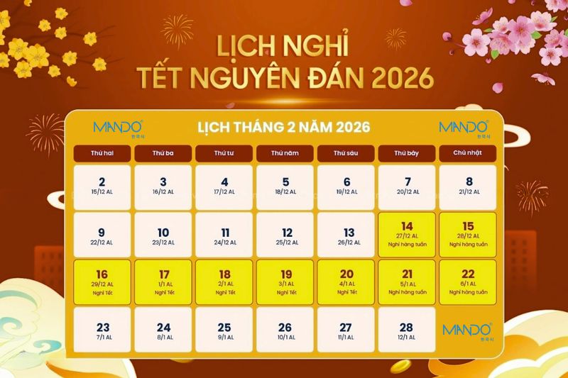 lịch nghỉ tết nguyên đán 2026