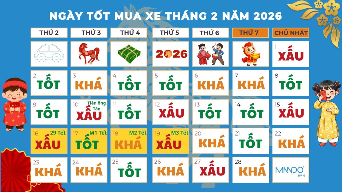 ngày đẹp mua xe tháng 2 2026