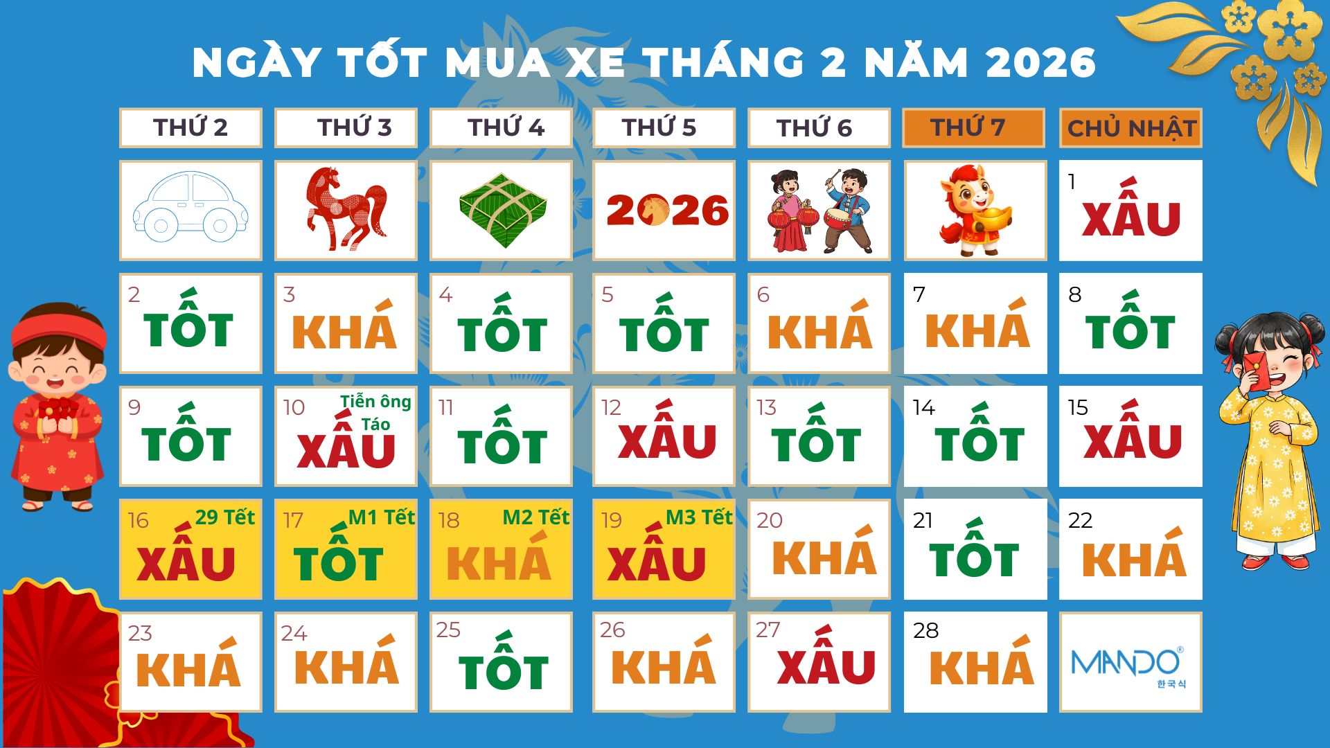 ngày đẹp mua xe tháng 2 2026