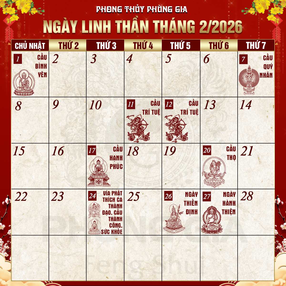 lịch ngày tốt tháng 2 2026