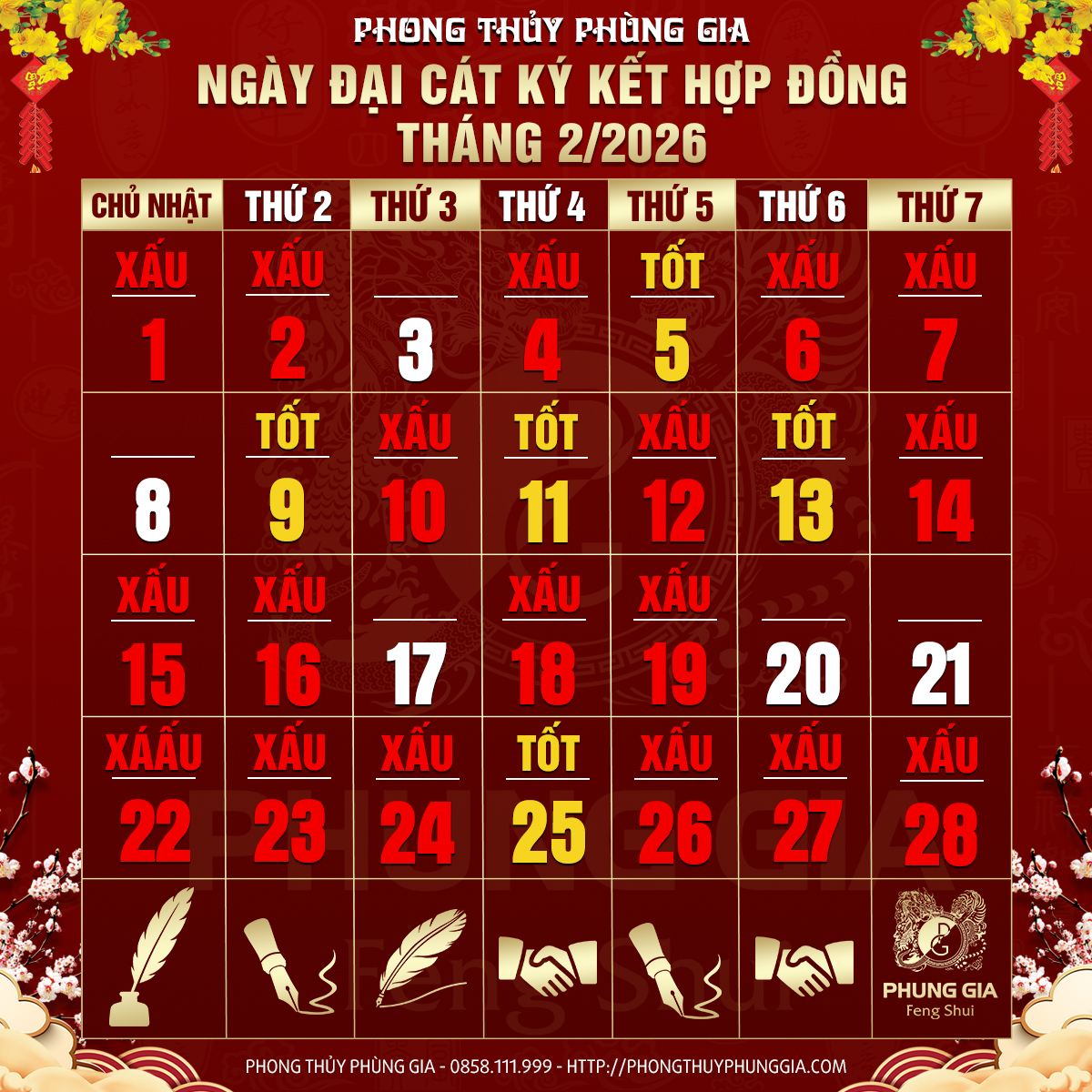 lịch ngày tốt tháng 2 2026