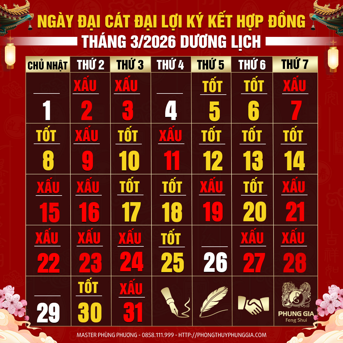 ngày lịch cắt tóc tháng 3 2026