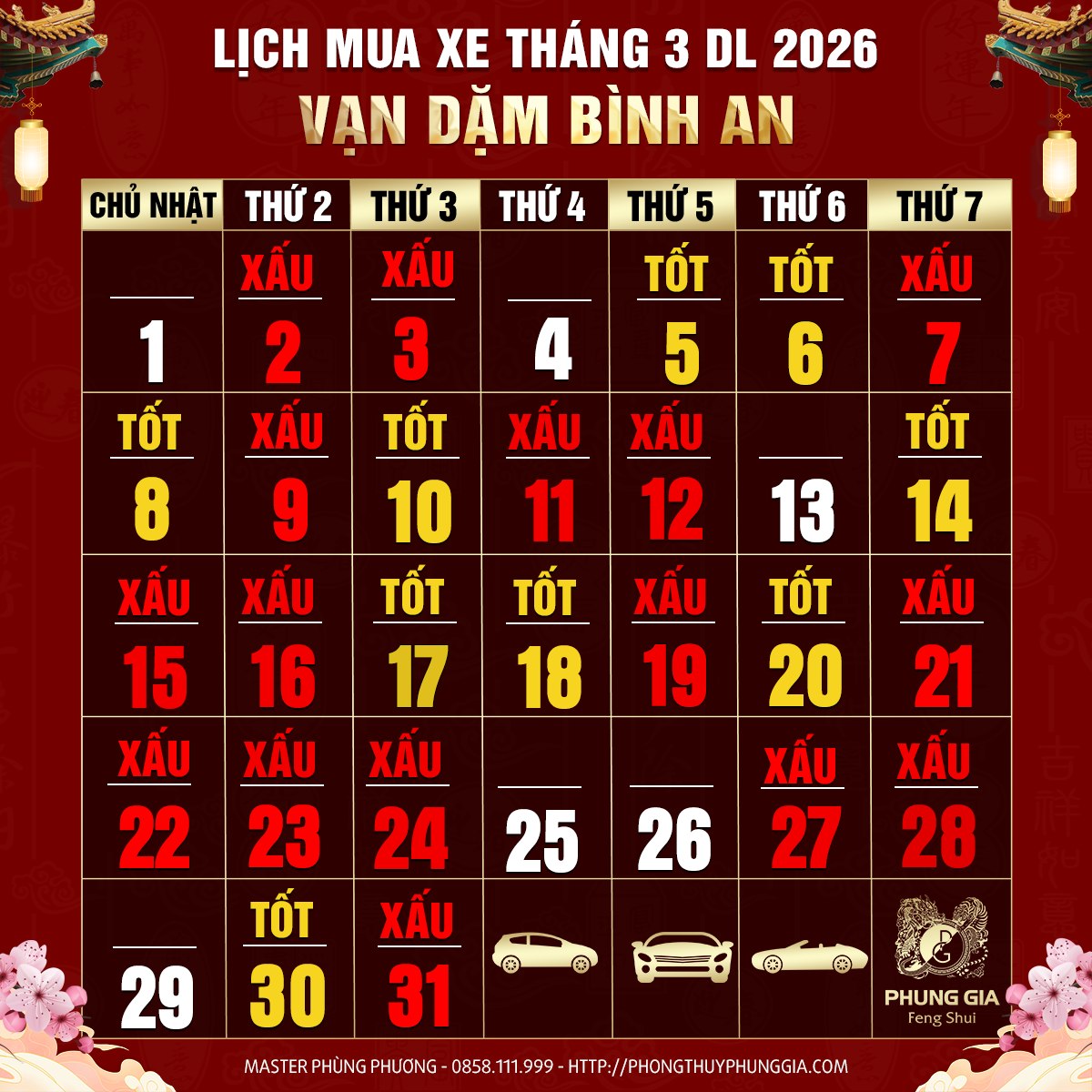 lịch cắt tóc tháng 3 2026