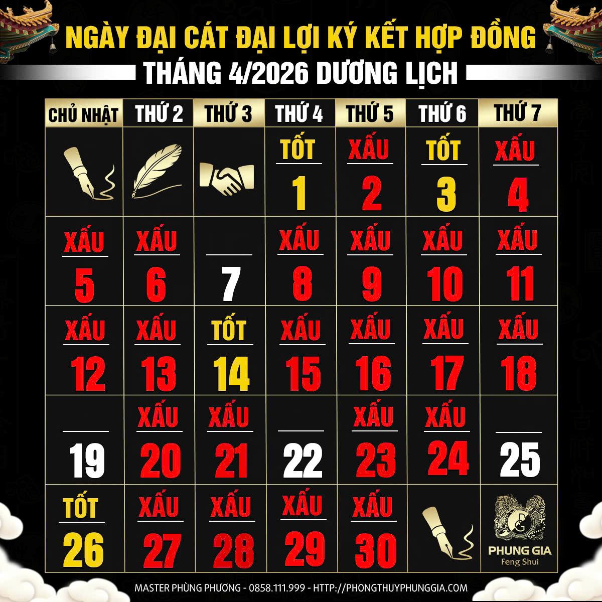 Ngày đại cát ký hợp đồng tháng 4/2026