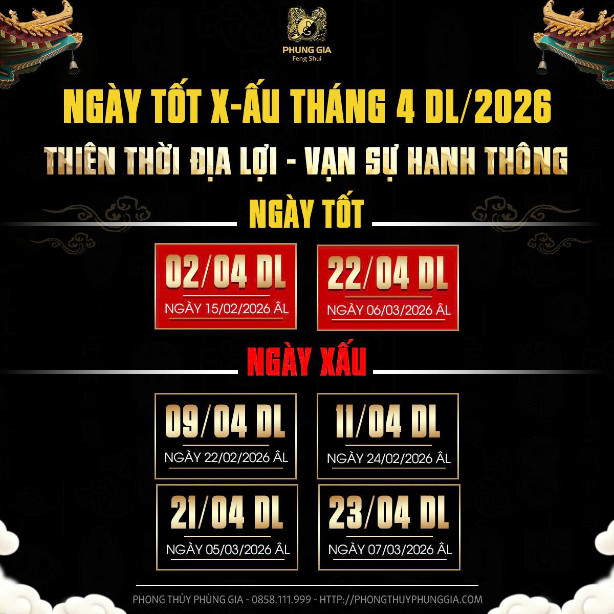 Ngày đẹp tháng 4/2026 cho từng con giáp chi tiết