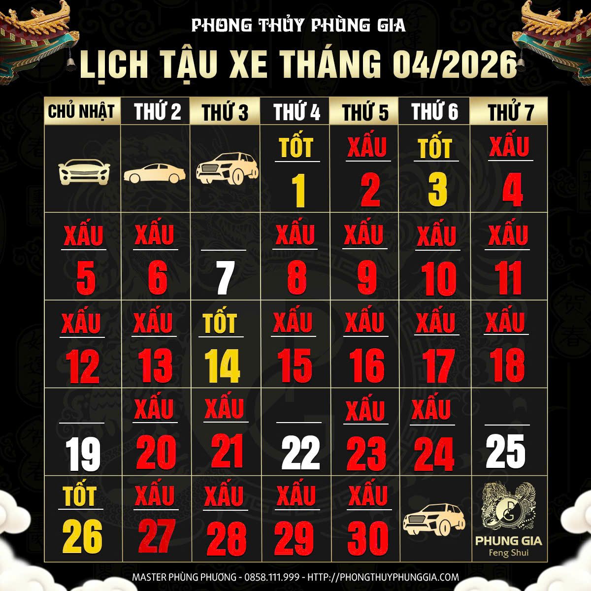 Ngày tốt để tậu xe tháng 4/2026 dương lịch