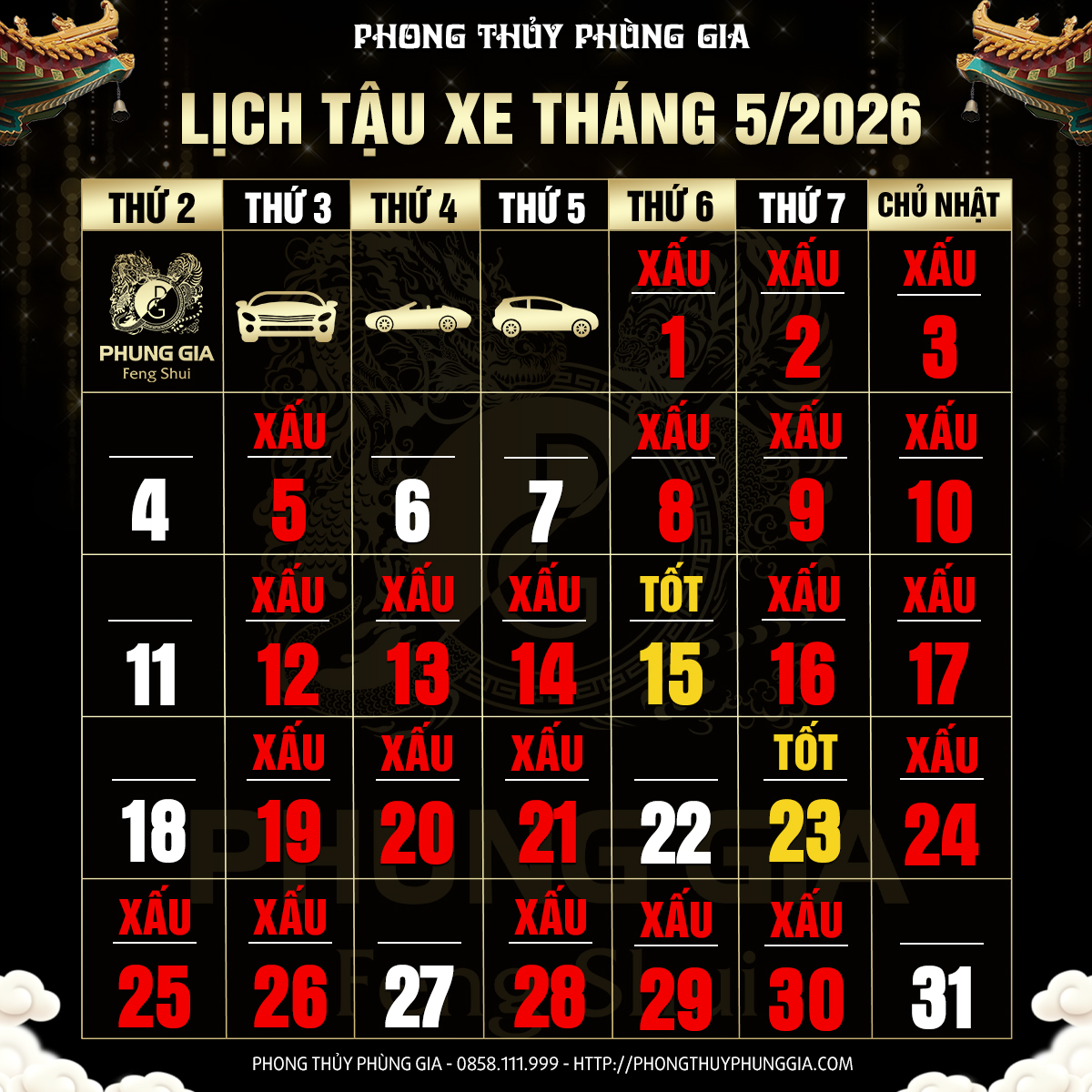 lịch ngày tốt tháng 5 2026