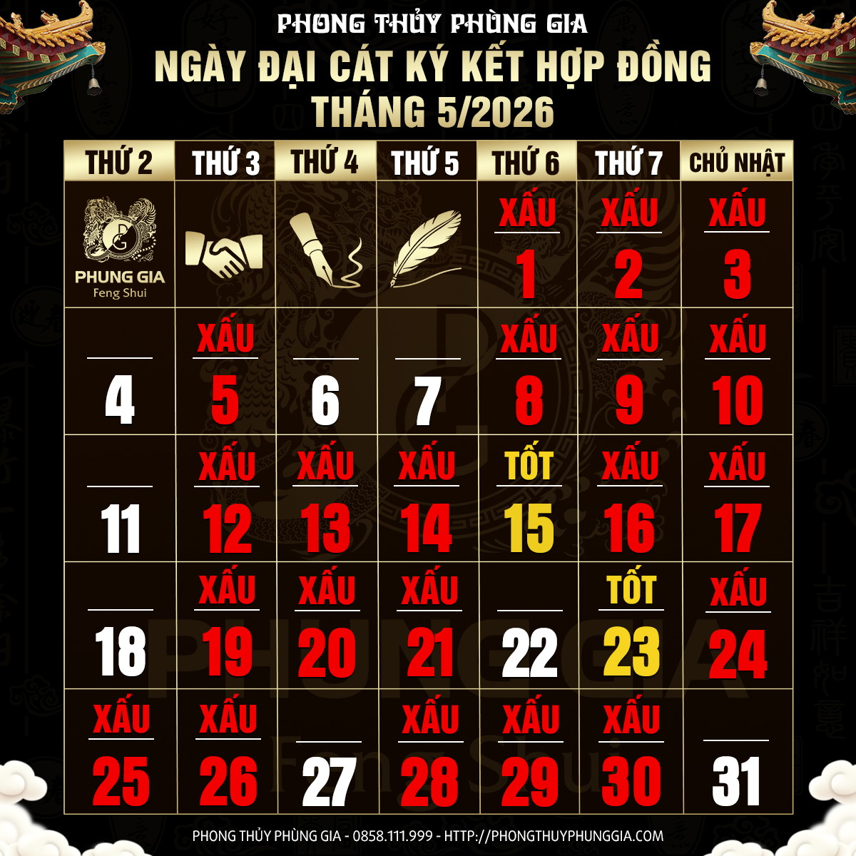 lịch ngày tốt tháng 5 2026