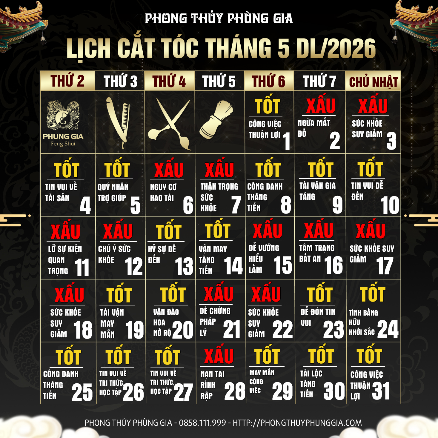 lịch ngày tốt tháng 5 2026
