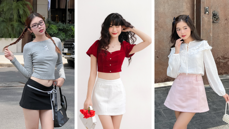 phối đồ với chân váy dài chữ a