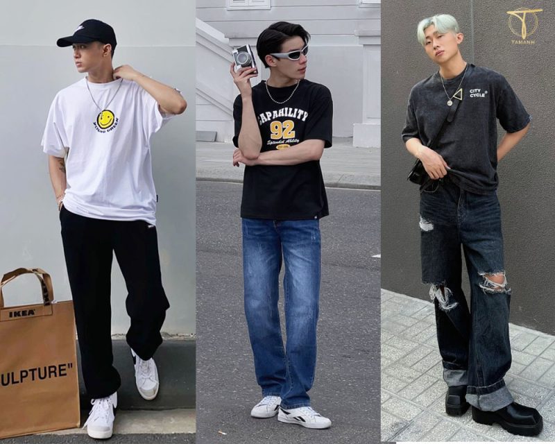 Phối đồ với quần ống rộng nam và sneakers