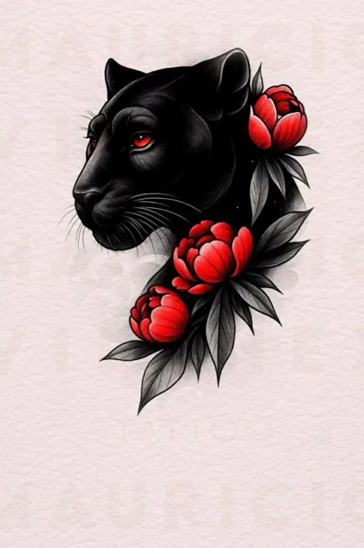 hình xăm báo đen đẹp
