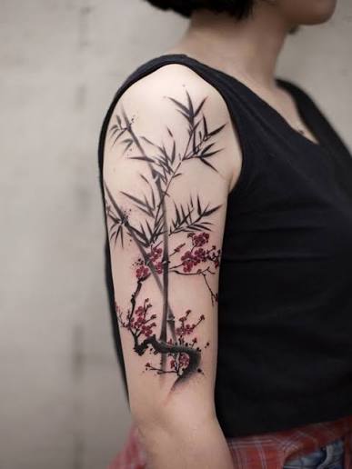 hình xăm cây tre đẹp ở tay