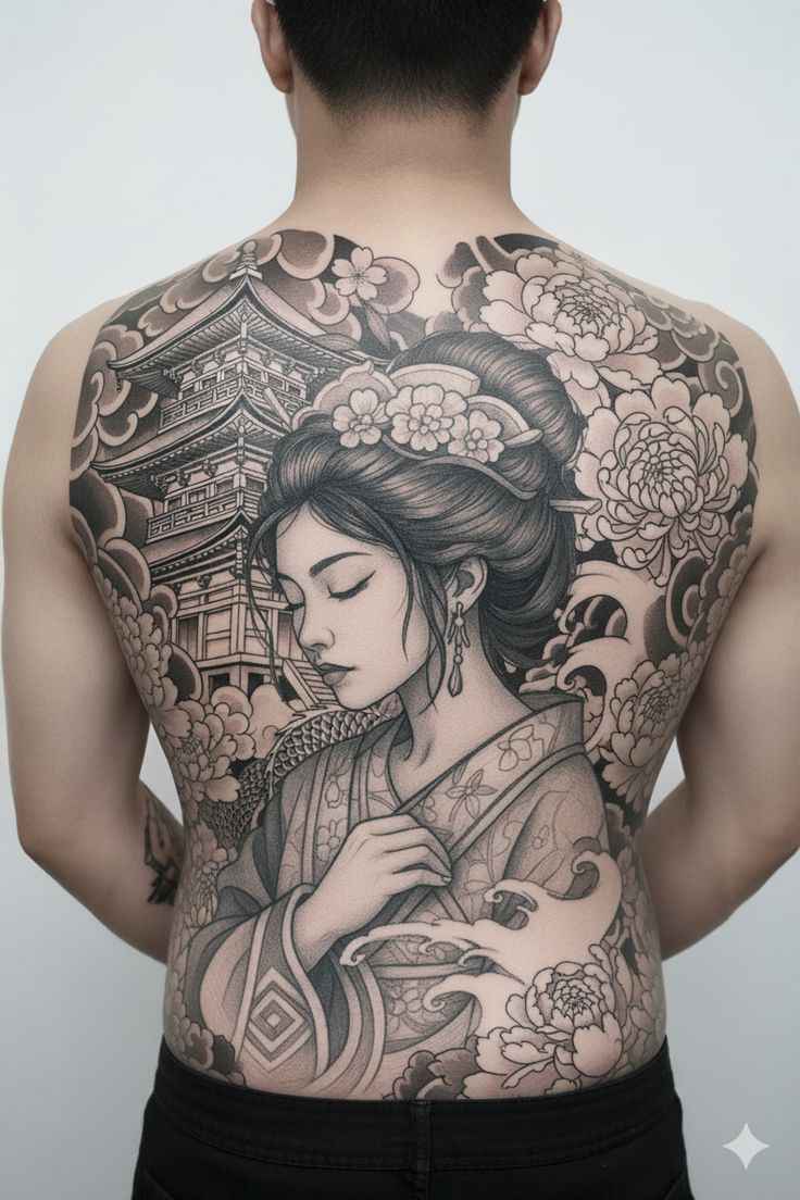 hình xăm full lưng nam
