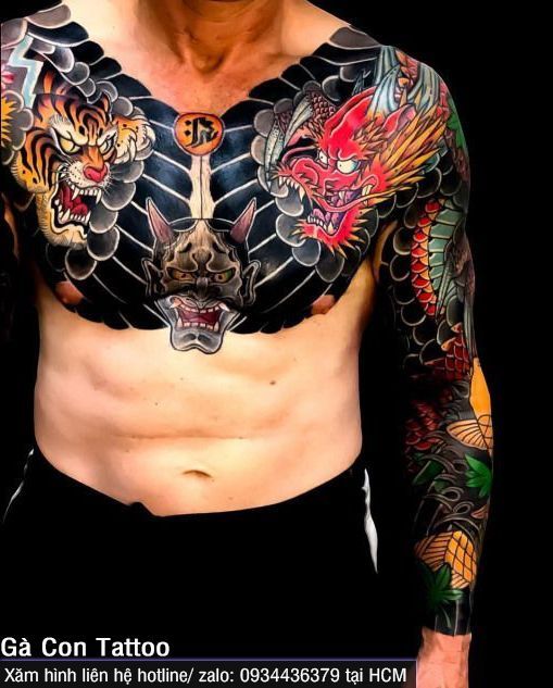 hình xăm full ngực nữ