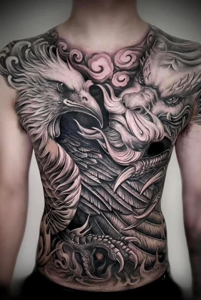 hình xăm full ngực nam đẹp