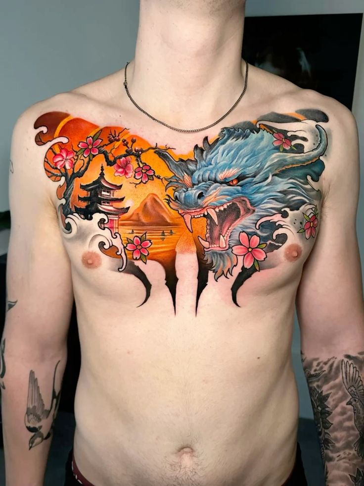 hình xăm full ngực đẹp