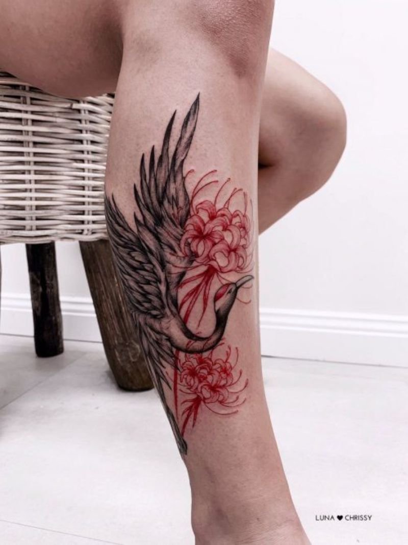 hình xăm hoa bỉ ngạn đỏ