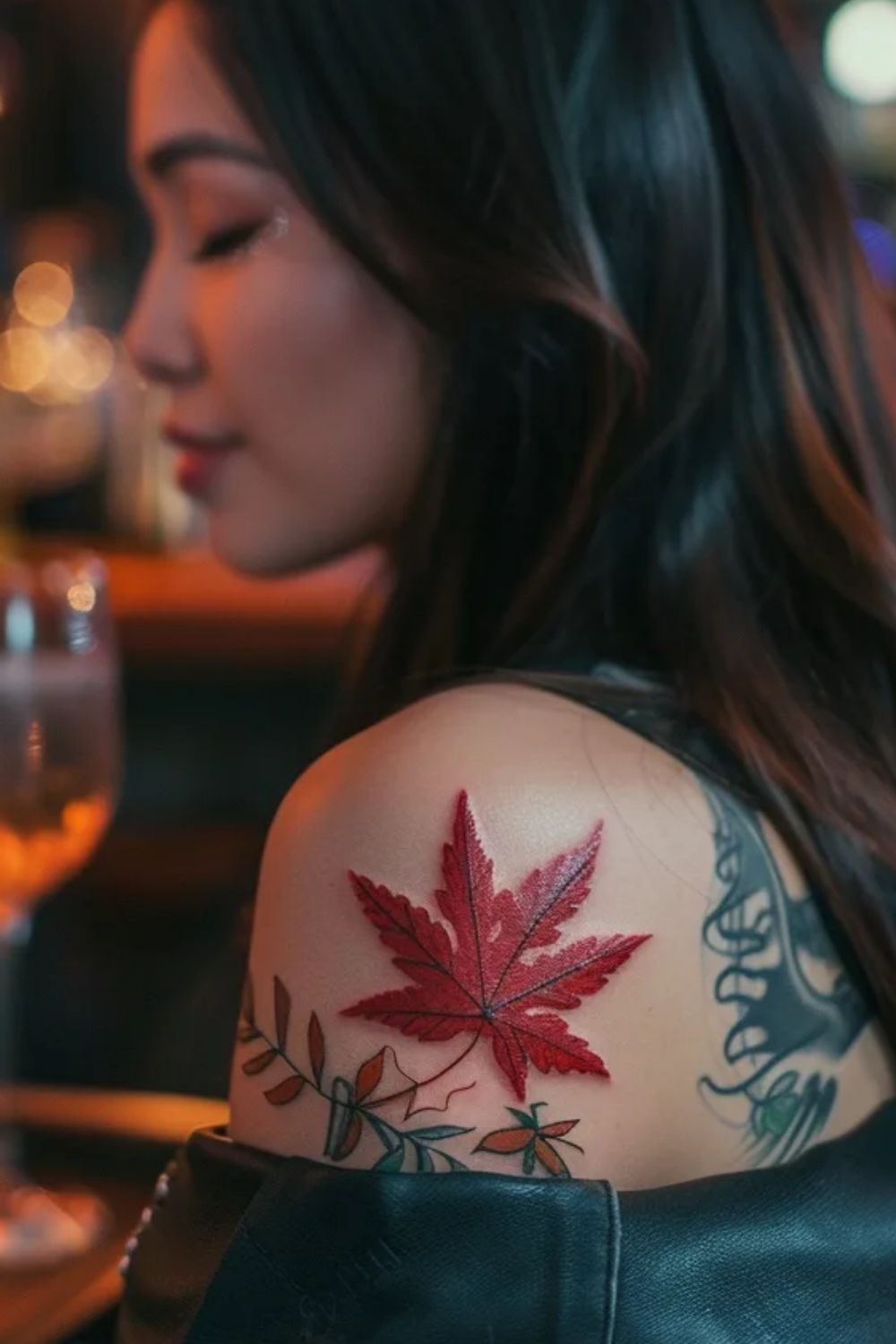 hình xăm lá phong nhật cổ