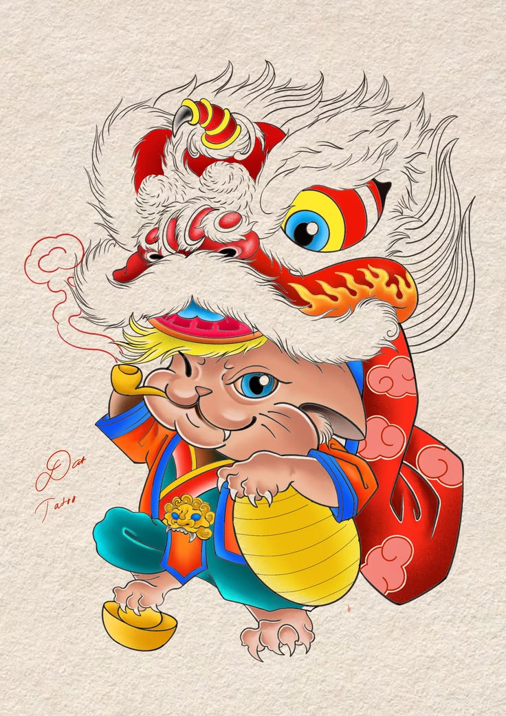 hình xăm mèo thần tài đẹp cho nam
