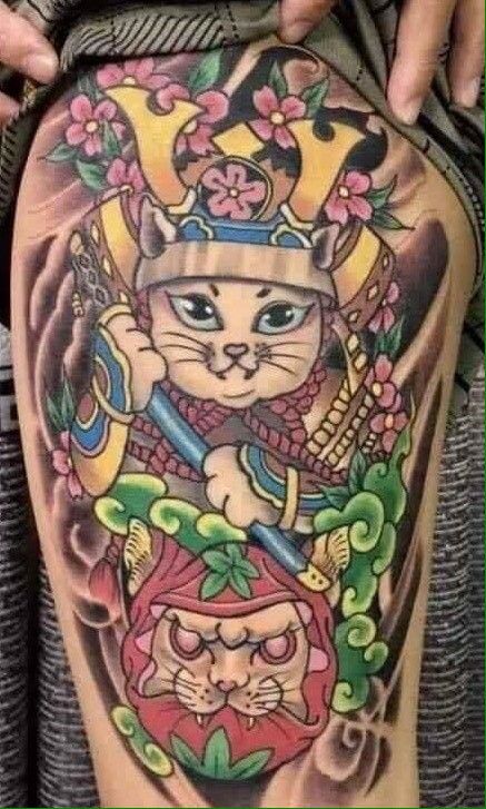 hình xăm mèo thần tài cho nữ