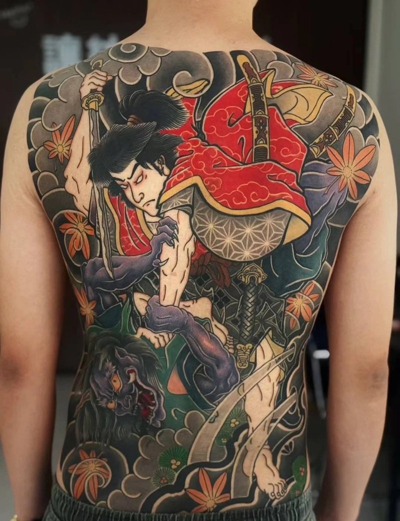 hình xăm samurai mặt quỷ