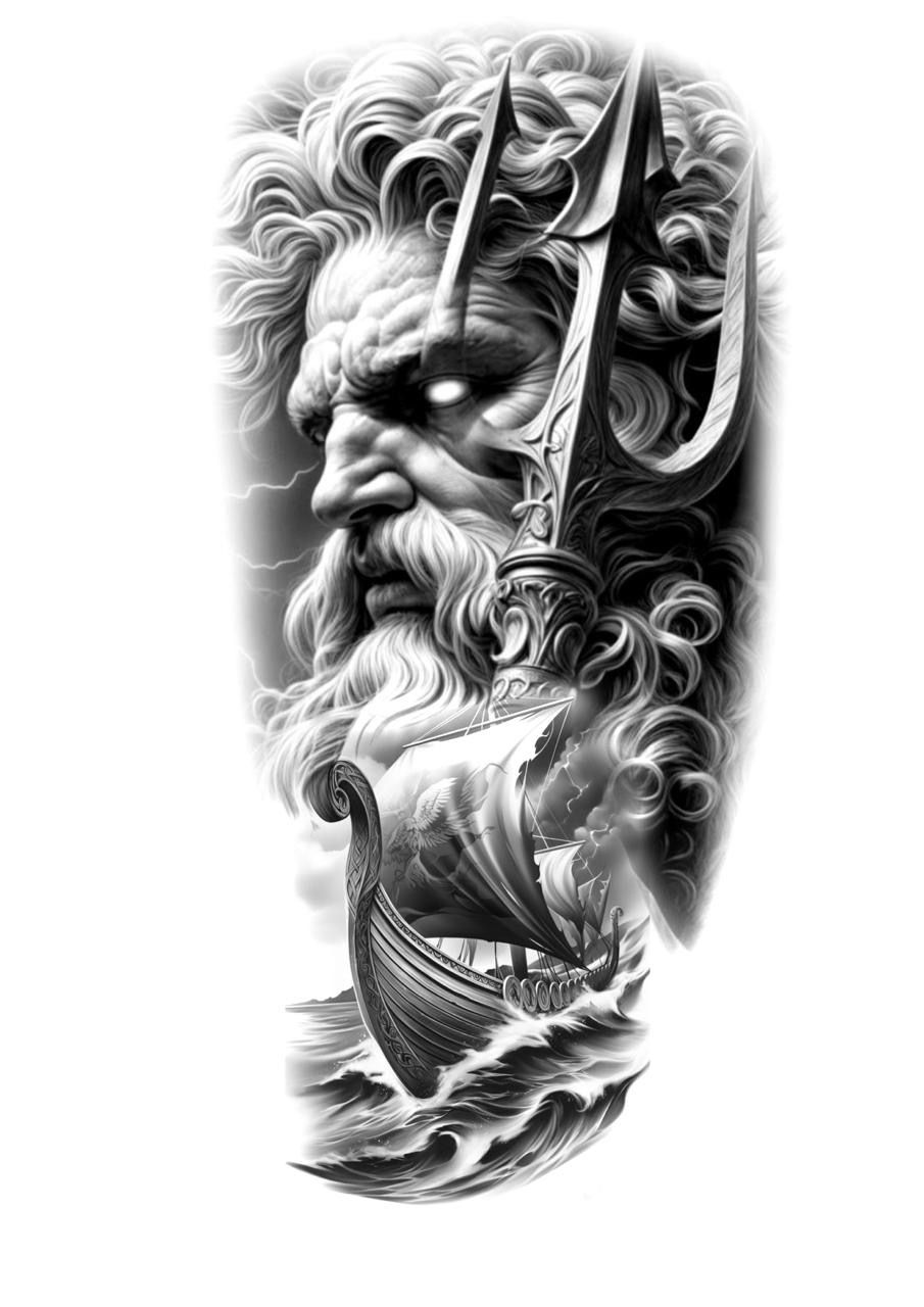 hình xăm thần poseidon